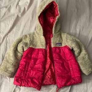 Patagonia Kids' Red and Cream Puffer Jacket